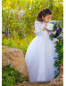 Off Shoulder White 3D Flowers Appliques Flower Girl Dress